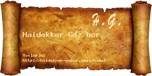 Haidekker Gábor névjegykártya